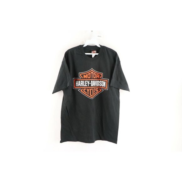 Vtg Harley Davidson Mens Large Big Logo Spell Out Faded Double 